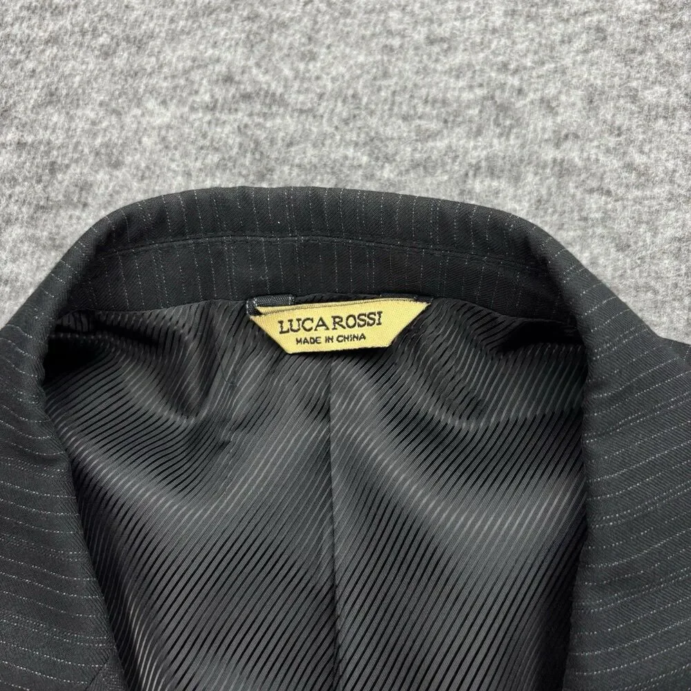 Luca Rossi Italia Men’s Blazer 44R Black Pinstripe 3 Button Superior 150s